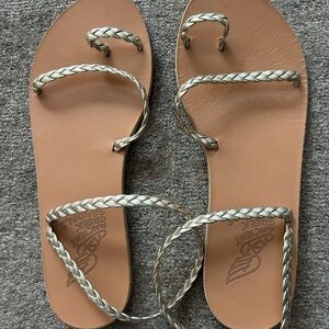 Ancient Greek Sandals Eleftheria Leather Platinum Sandals 38